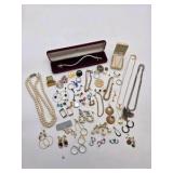 Large Mixed Jewelry Lot With Necklaces, Bracelets, Earrings, Pins & Boxes