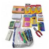 Mixed Arts & Crafts Supply Lot with Colored Pencils, Crayons, Pens & Blank Cards