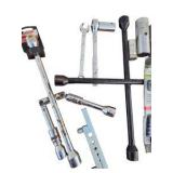 Mixed Automotive Tire Tool Lot – Lug Wrenches, Sockets, Tire Plug Kit & Hand Tools