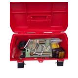 Red Tool Box with Gator Grip Socket Set, Drill Bit Sets and Mixed Hand Tools