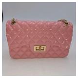 Pink Quilted Chain Strap Shoulder Bag with Gold-Tone Hardware