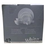 42 Piece White Elements Paloma Embossed Ceramic Dinnerware Set