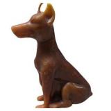 Great Dane Dog Decor Lot Ceramic Dog Figurines, Brass Hanging Mobile, Doberman Style Candle
