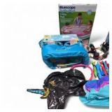 Mixed Pool, Swim & Outdoor Toy Lot with 3-Ring Pool, Tennis Set & Water Toys