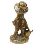 Brass Tone Country Decor Lot Bird Figurine, Farmer Statue, Flying Ducks Geese - 3 Pc PLUS Vintage Gold Tone Swan Decor Lot Crystal Accent Candle Holders Basket Centerpiece
