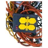 Large Extension Cord Lot with Power Strips, Work Light and Storage Bin
