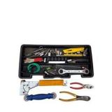 Orange Tool Box with Mixed Hand Tools, Sockets, Ratchet, Cutters and Misc. Hardware