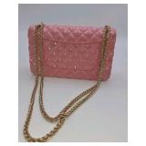 Pink Quilted Chain Strap Shoulder Bag with Gold-Tone Hardware