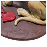 Great Dane Decor Lot Large Seated Dog Figurine, Small Dog Figure, Signed Duck Carving
