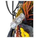 Large Extension Cord Lot with Power Strips, Work Light and Storage Bin