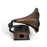 Vintage Die Cast Miniature Metal Pencil Sharpener Victrola Gramophone Phonograph Decorative Music Box