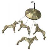 Great Dane Dog Decor Lot Ceramic Dog Figurines, Brass Hanging Mobile, Doberman Style Candle