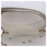 White Textured Round Crossbody Purse with Gold DG Logo