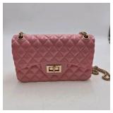 Pink Quilted Chain Strap Shoulder Bag with Gold-Tone Hardware