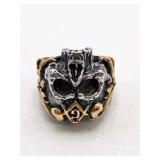 Masonic Skull Ring with Gold-Tone Accent Design
