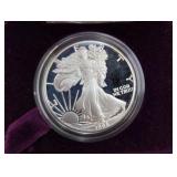 1988-S Proof American Silver Eagle 1 oz Silver Dollar With Box & COA