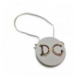 White Textured Round Crossbody Purse with Gold DG Logo