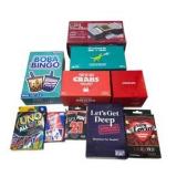 Mixed Card Game & Party Game Lot with UNO, Boba Bingo, Crabs & More
