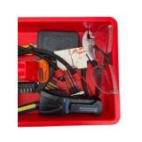 Red Tool Box with Gator Grip Socket Set, Drill Bit Sets and Mixed Hand Tools