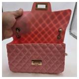 Pink Quilted Chain Strap Shoulder Bag with Gold-Tone Hardware