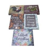 Decorative Wall Art Sign Lot – Home, Garden, Rooster, Celebrate Everything