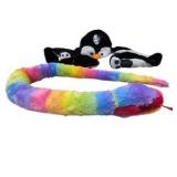 Plush Penguin & Rainbow Snake Stuffed Animal Lot