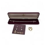 Premier Designs Silver Ice Bracelet, Crystal Icicle Earrings & Gold-Tone Heart Pin