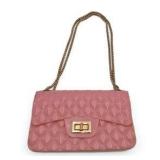 Pink Quilted Chain Strap Shoulder Bag with Gold-Tone Hardware