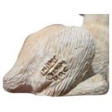 Great Dane Decor Lot Large Seated Dog Figurine, Small Dog Figure, Signed Duck Carving