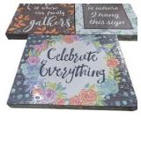 Decorative Wall Art Sign Lot – Home, Garden, Rooster, Celebrate Everything