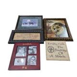 Mixed Wall Decor Lot – Grandkids Picture Frame, Lion Art, Horse Print, Inspirational Signs