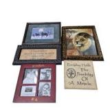 Mixed Wall Decor Lot – Grandkids Picture Frame, Lion Art, Horse Print, Inspirational Signs
