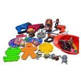 Mixed Kids Toy Lot with Pop Its, Toy Tools, Cars & Small Figures