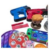 Mixed Kids Toy Lot with Pop Its, Toy Tools, Cars & Small Figures