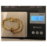 Gold Tone Multicolor Tennis Bracelet 7.75 in Box Clasp