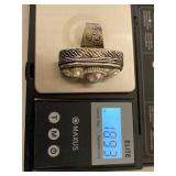 Unmarked Silver Pearl Beaded Statement Ring Size 8.5