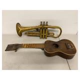Vintage Brass Cornet & 4-String Ukulele Repair/Display