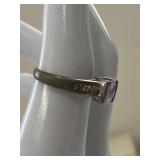 925 Sterling Silver Purple Stone Ring w/ Clear Accents Size 7
