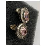 Absolute Pink Clear CZ Oval Halo Stud Earrings Sterling Silver Box