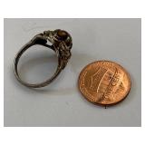 Vintage Tiger's Eye Filigree Ring Silver Tone Size 6 Unmarked
