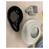 Mixed Art Pottery Lot 7 Pc Blue Bowl Vases Studio Ceramic Decor