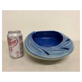 Mixed Art Pottery Lot 7 Pc Blue Bowl Vases Studio Ceramic Decor