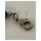 Turquoise Color Oval Bead Necklace Adjustable Silvertone Clasp Used