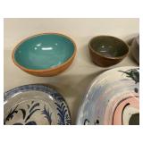 Mixed Studio Pottery Bowls & Platter Lot 7 Pc Handmade Ceramic