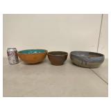Mixed Studio Pottery Bowls & Platter Lot 7 Pc Handmade Ceramic