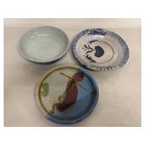 Mixed Studio Pottery Bowls & Platter Lot 7 Pc Handmade Ceramic