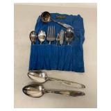 Silverplate Serving Utensil Lot w 1847 Rogers Bros Roll 9 Pc Vintage