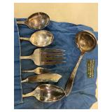 Silverplate Serving Utensil Lot w 1847 Rogers Bros Roll 9 Pc Vintage