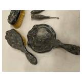Antique Art Nouveau Vanity Accessories 7 Pc Mirrors Brushes As Found