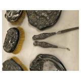 Antique Art Nouveau Vanity Accessories 7 Pc Mirrors Brushes As Found